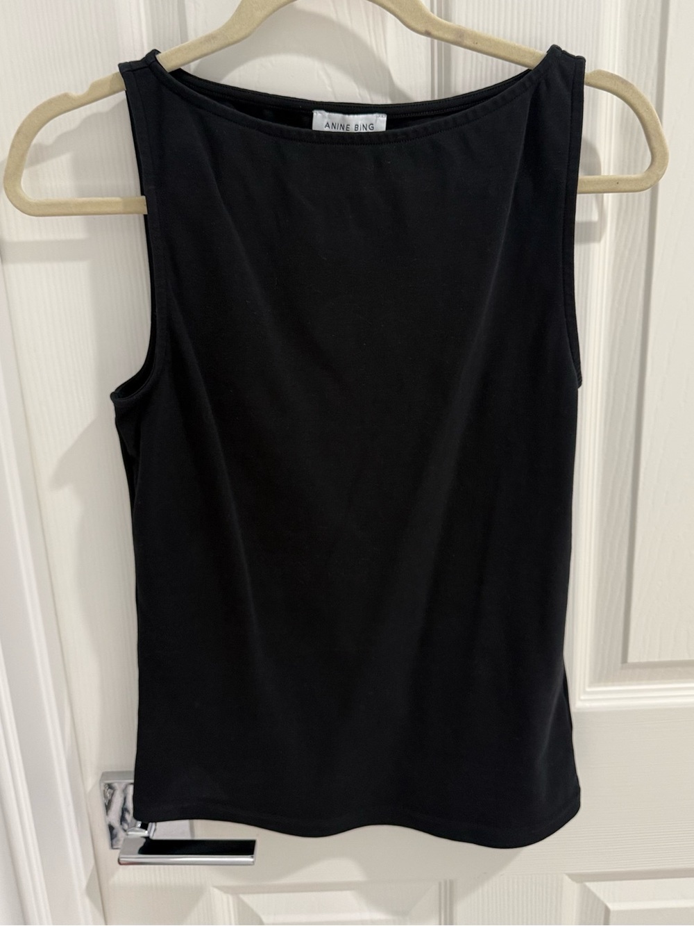 Anine Bing Black Sleeveless Boat Neck Cotton Tank Top Size Medium